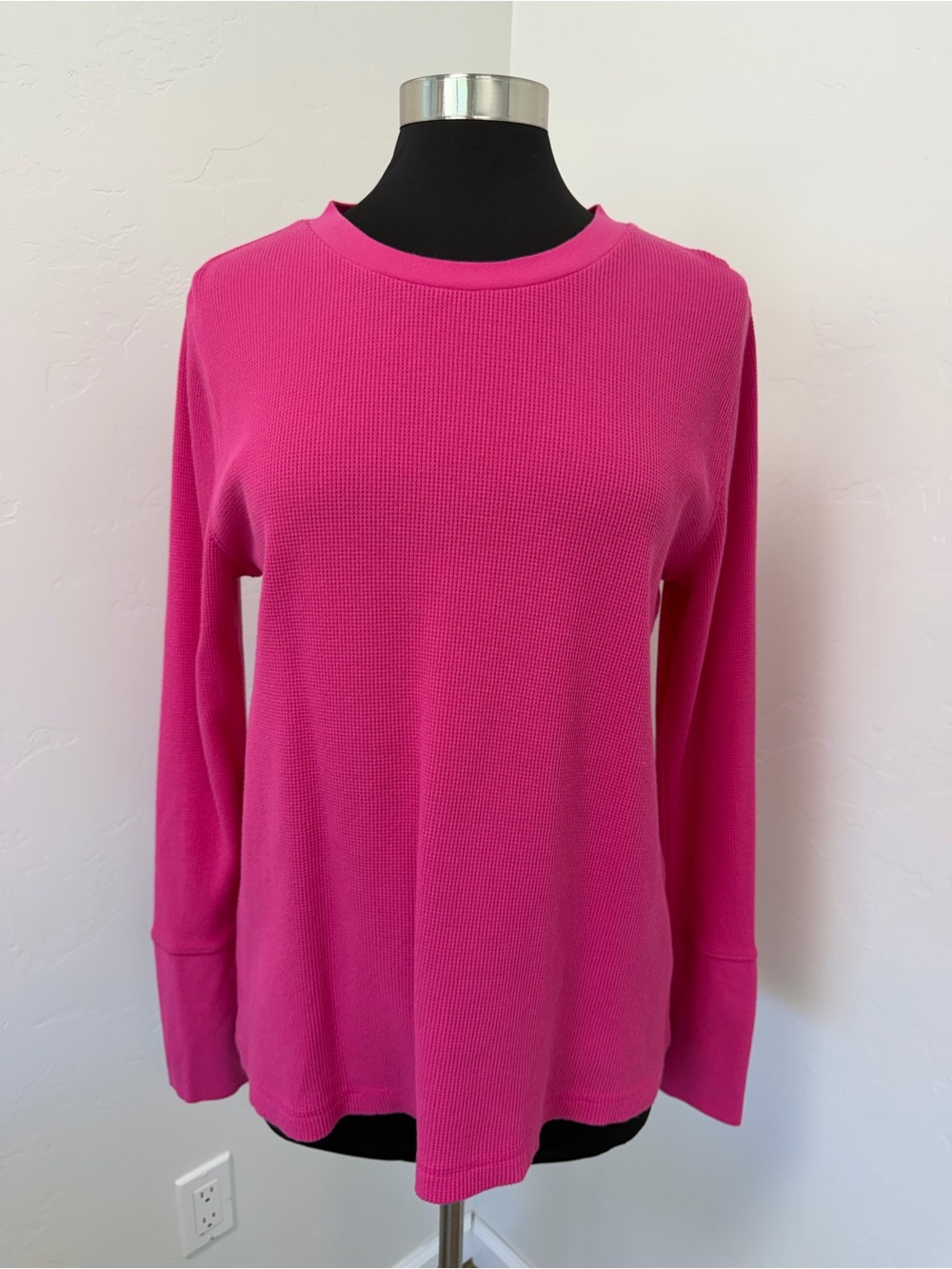 Sundance Hot Pink Long-Sleeve Waffle Knit Top Size XL
